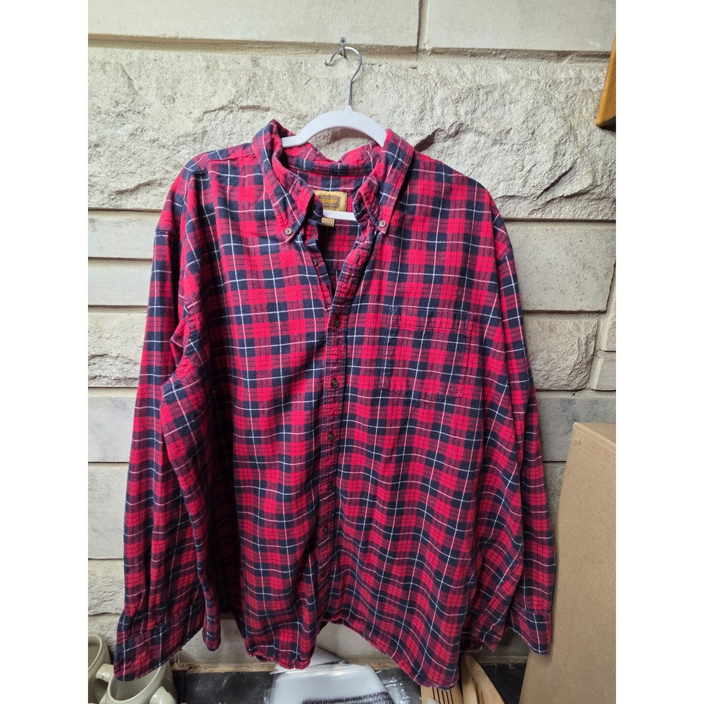 The Foundry Supply Co Mens Red Navy Blue Plaid Flannel Button Down Shirt 0980